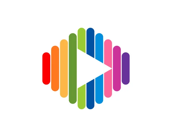 Play Button Rainbow Striped — 스톡 벡터