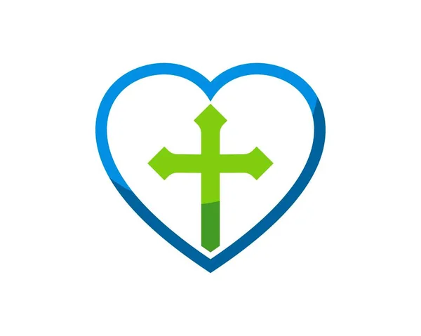Prosty Kształt Miłości Krzyżykiem Religijnym Wewnątrz — Wektor stockowy