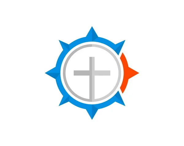 Simple Compass Religion Cross — Stock Vector