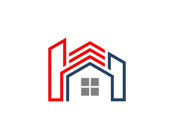 Řádek Domu Americkými Barevnými Motivy Logo — Stockový vektor