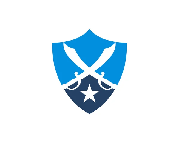 Pirates Sword Crossed Shield Logo — 스톡 벡터