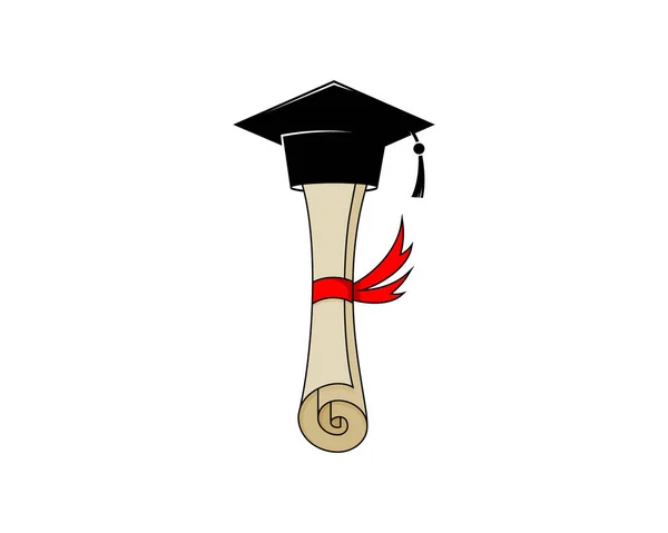 卒業帽子ベクトルイラスト付き卒業スクロール — ストックベクタ