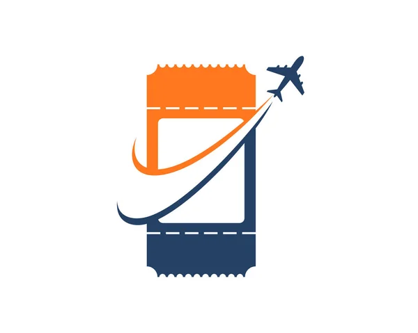 Avion Vol Dans Billet Logo Coupon — Image vectorielle