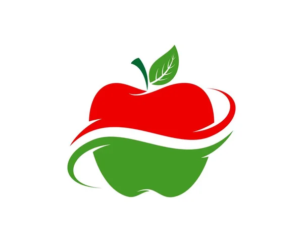 Frutas Manzana Con Swoosh Abstracto Dentro — Vector de stock