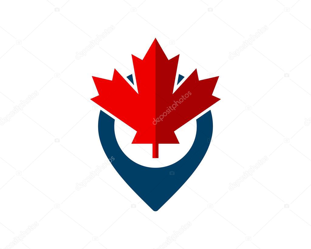 Pin location with red maple leaf inside