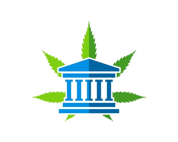 Justicia Casa Abogados Con Hoja Cannabis Detrás — Archivo Imágenes Vectoriales