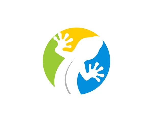 Silueta Gecko Logo Del Círculo — Vector de stock