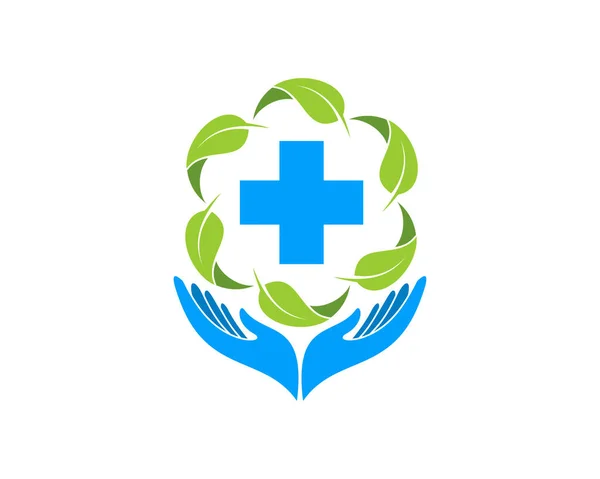 Hand Care Nature Leaf Medical Symbol — Stock Vector