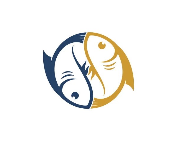 Две Рыбы Образующие Логотип Форме Инь Янь — стоковый вектор