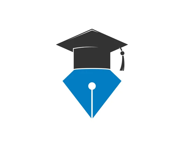 Plume Stylo Avec Logo Chapeau Graduation — Image vectorielle