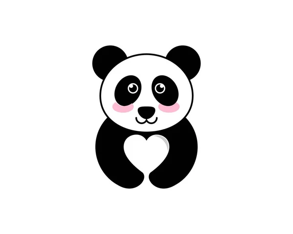 Niedliche Weibliche Panda Mit Liebe Form Auf Der Hand — Stockvektor