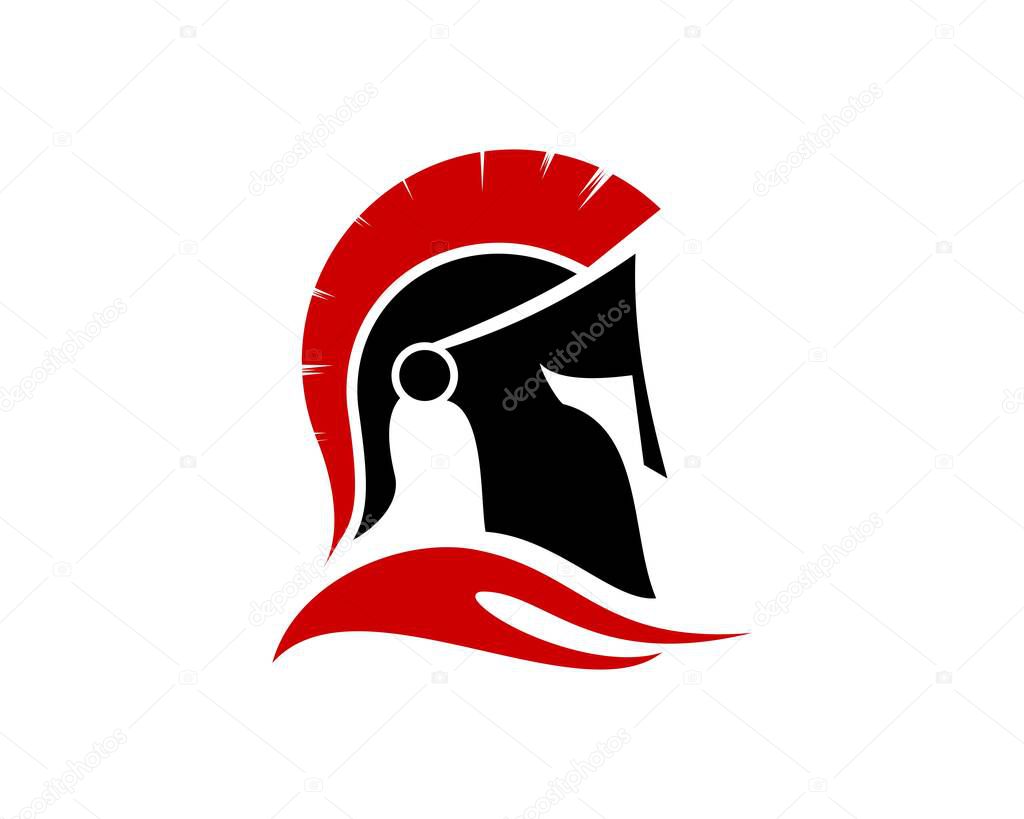 Spartan helmet with red cloak above