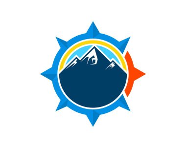 İçinde dağ ve gökyüzü olan modern bir pusula