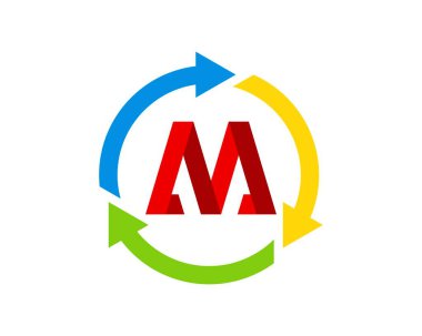 İçinde M harfi parafı olan dairesel ok