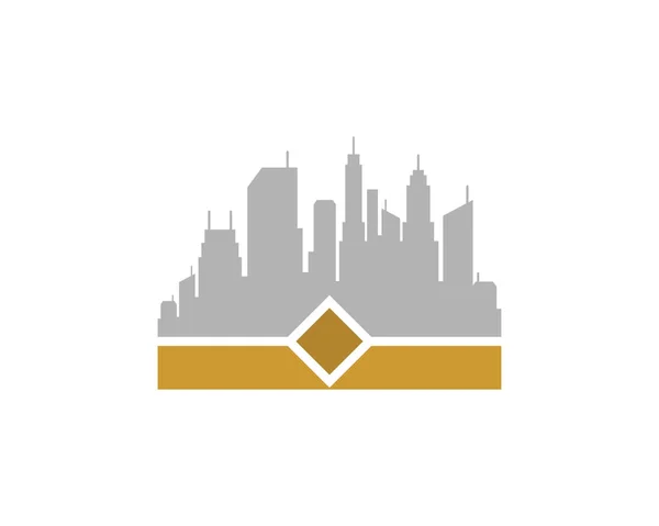 Bâtiment Municipal Avec Logo Forme Couronne — Image vectorielle