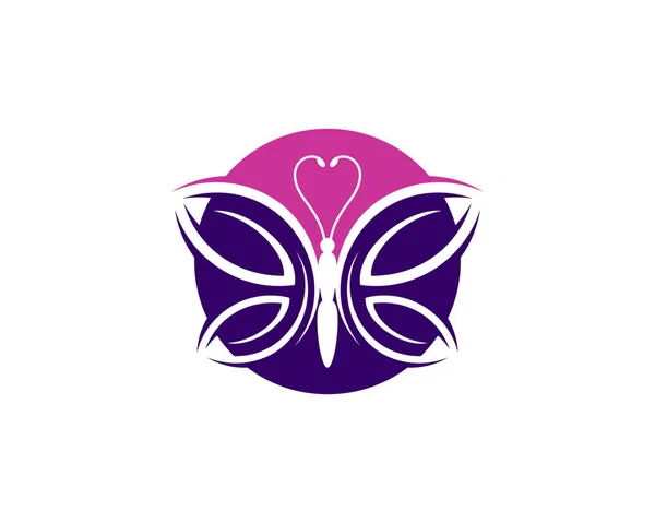 Silhouette Papillon Volant Dans Logo Cercle — Image vectorielle