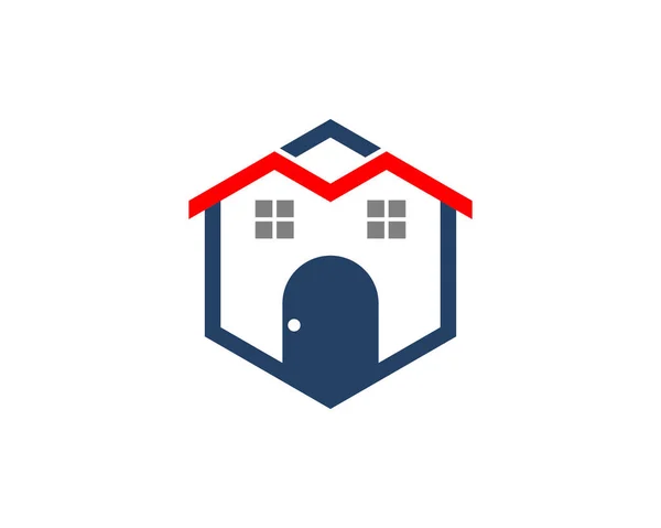 Haus Immobilien Mit Sechseckigem Logo — Stockvektor