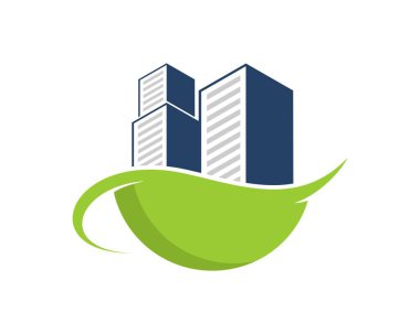 Üzerinde şehir binası olan soyut yeşil arazi