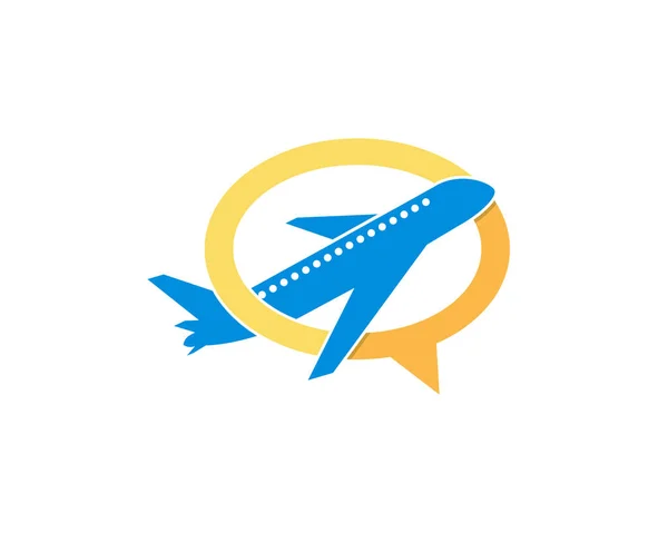 Avion Vol Intérieur Logo Chat Bulle — Image vectorielle