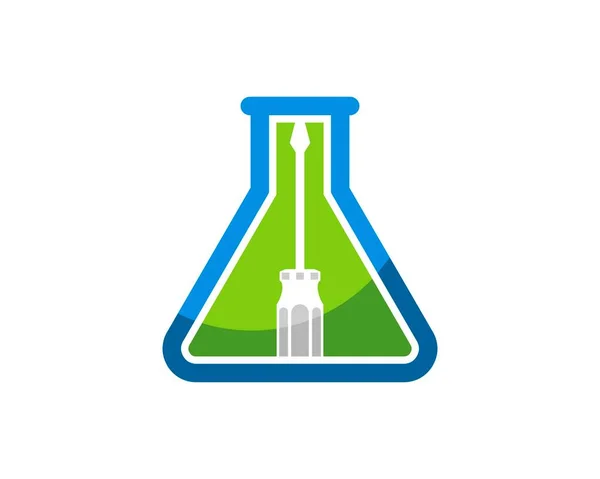 三角瓶实验室内装有修理螺丝刀 — 图库矢量图片