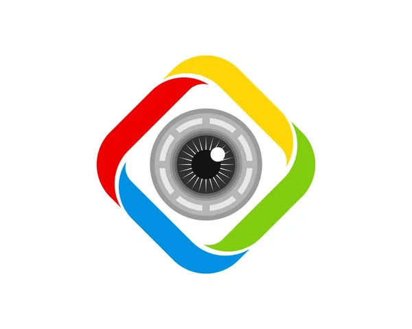 Abstract Rainbow Square Shape Eye Lens Camera — Stock Vector