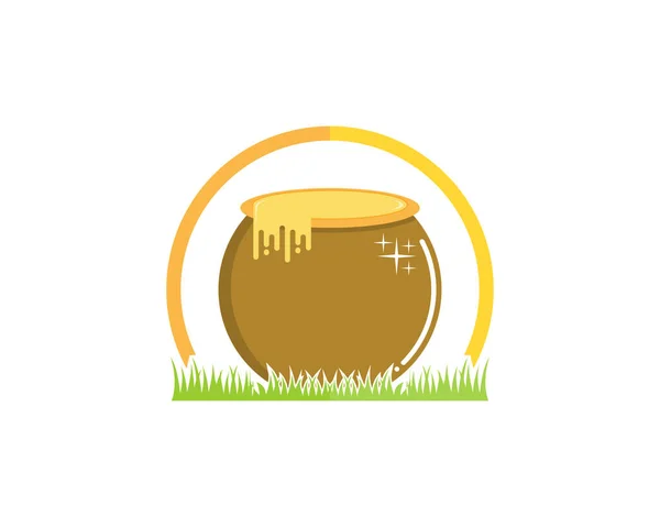 Beczka Miodu Logo Trawy — Wektor stockowy