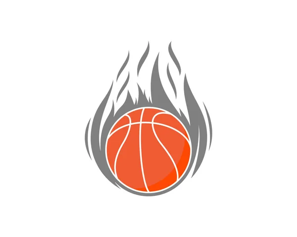 Balle Panier Avec Logo Flamme Feu — Image vectorielle