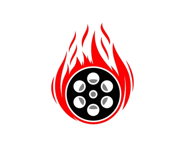 Rollfilm Mit Feuerflammen Logo — Stockvektor