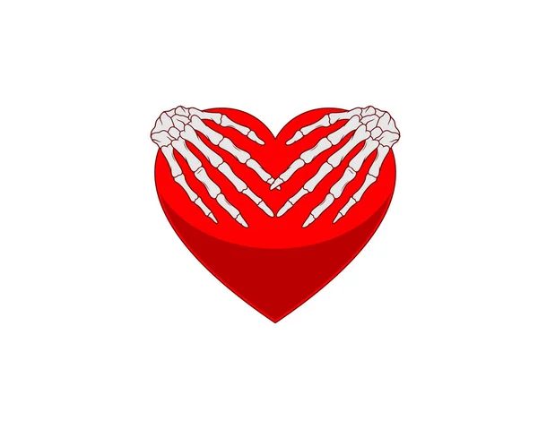 Ręka Czaszki Przytula Logo Miłosnego Kształtu — Wektor stockowy