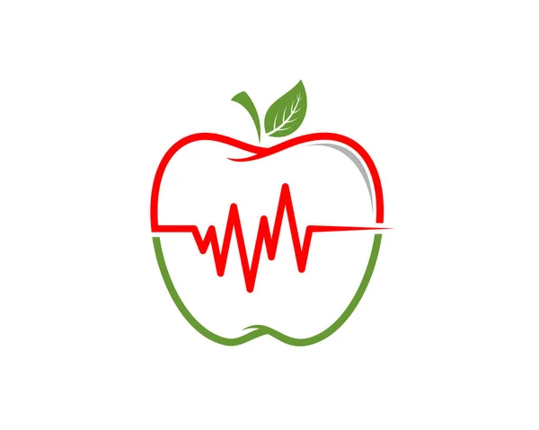 Pomme Avec Pouls Médical Intérieur — Image vectorielle