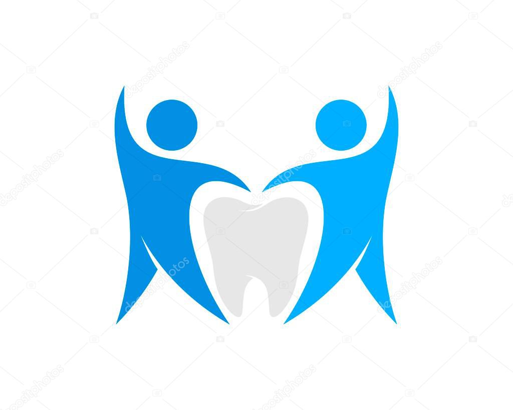 Twin healthy people with healthy tooth inside