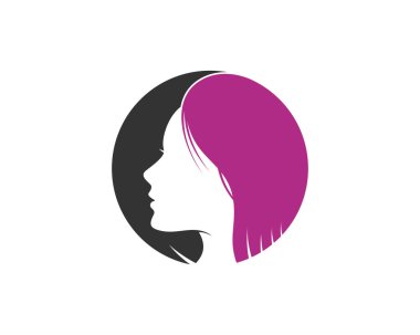 Çember şeklindeki logoda güzel kadın yüzü