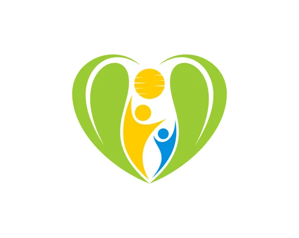 Orang Sehat Dalam Logo Daun Alam - Stok Vektor