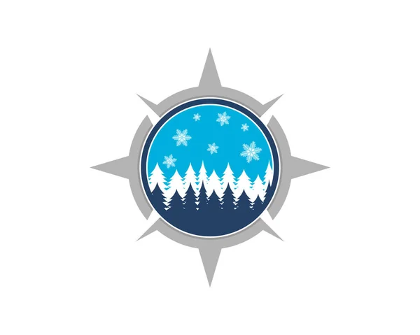Snow Forest Compass Logo — Stock Vector