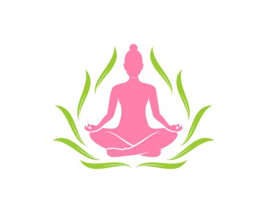 Yoga kadın meditasyonu doğa yaprağı üzerine