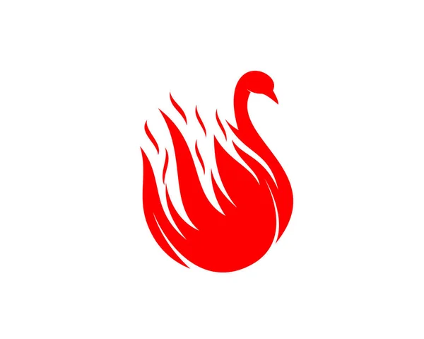 Cisne Combinado Con Logotipo Llama Fuego — Vector de stock