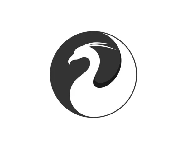 Silueta Phoenix Logotipo Del Yin Yang — Vector de stock