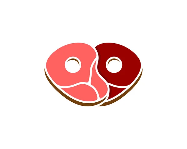 Duas Carnes Frescas Formando Logotipo Forma Amor —  Vetores de Stock