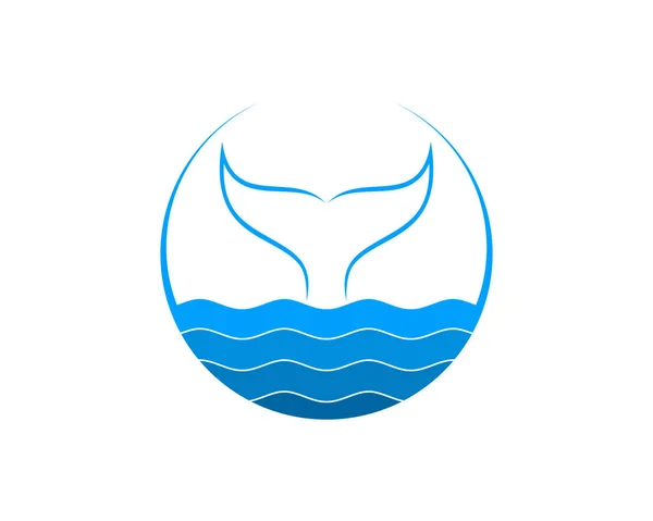 Queue Baleine Dans Eau Mer Logo — Image vectorielle