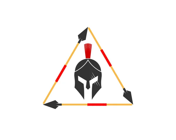Triangle Spear Spartan Helmet Middle — Stock Vector