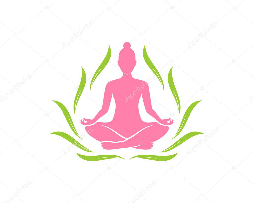 Yoga woman meditation on the nature leaf