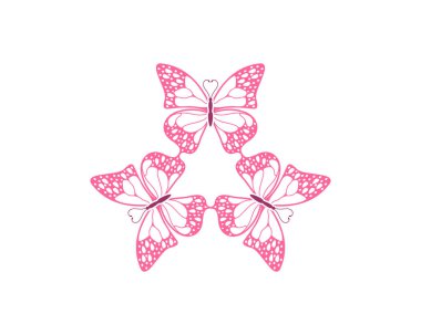 Üç kelebek üçgen şekilli logo oluşturuyor.