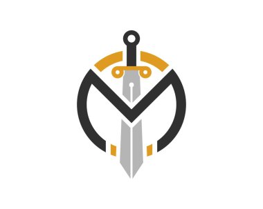 Kılıç ve M harfiyle daire şeklinde paraf