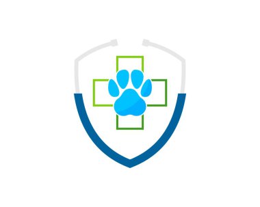 İçinde tıbbi sembol ve evcil hayvan parmak izi olan steteskop.