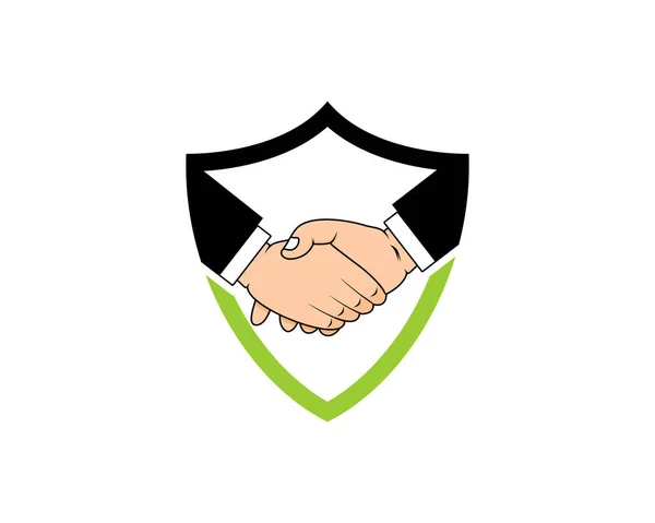 Händedruck Schutzschild Logo — Stockvektor