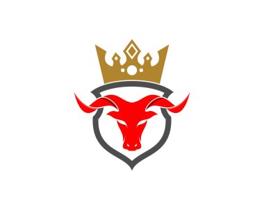 Kızıl boğa kafasında taç logosuyla kalkanda