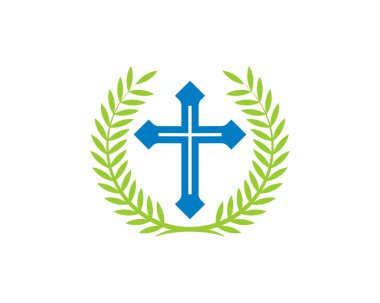 Hristiyan haçı doğa yaprağı üzerinde