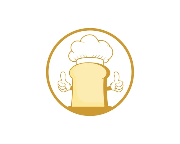 Pain Avec Chapeau Chef Vecteur Illustration Logo — Image vectorielle