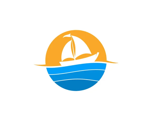 Voilier Sur Logo Eau Mer — Image vectorielle