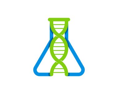 İçinde DNA sembolü olan üçgen şişe laboratuvarı.